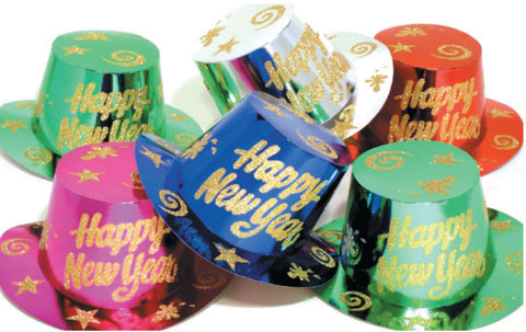 Top Hats Foil Glittered Assorted Colour
