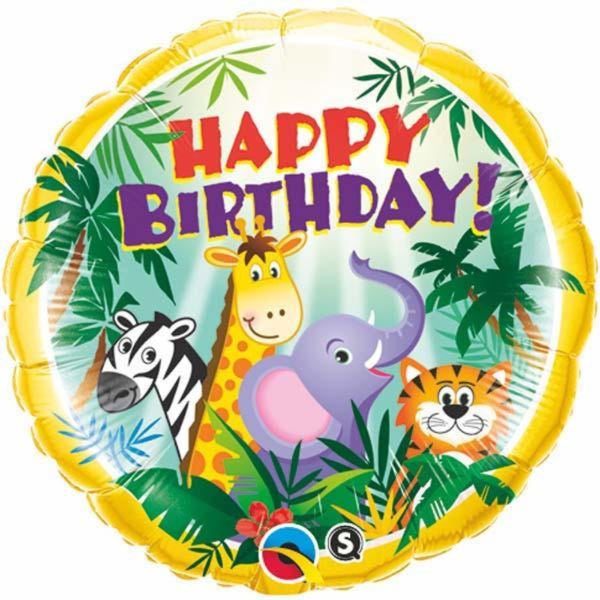 Birthday Jungle Friends  Round Foil Balloon  