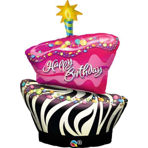 Birthday Funky Zebra Stripe Cake Foil Balloon