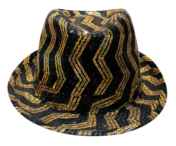Deluxe Black And Gold Sequins Hat