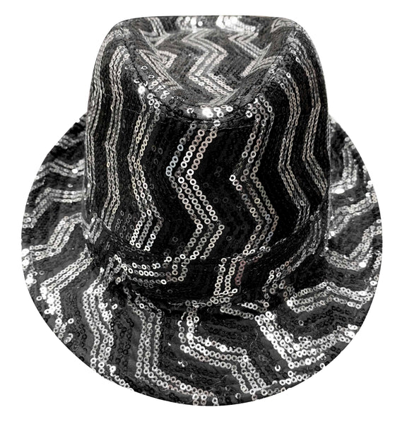 Deluxe Black And Silver Sequins Hat