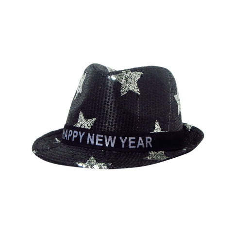 Black Sequins Hat With Silver Star