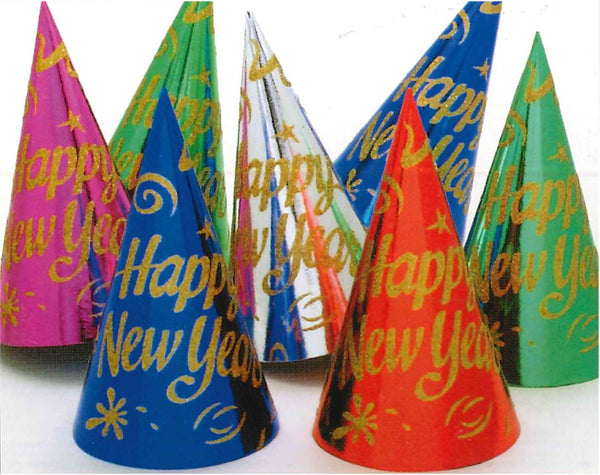 Foil Glittered Hats Multicolour 9in 6pcs Per/pack