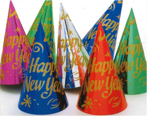 Foil Glittered Hats Multicolour 9in 6pcs Per/pack