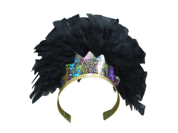 Deluxe Black Feather Tiaras, 2Pcs/pack