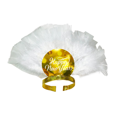 Shade Of Gold Feathered Tiaras 2Pcs/pack