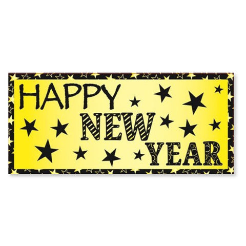 Happy New Year Banner Gold 27inx60in