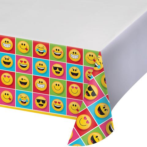  Emojions Plastic Table Cover Border Print 