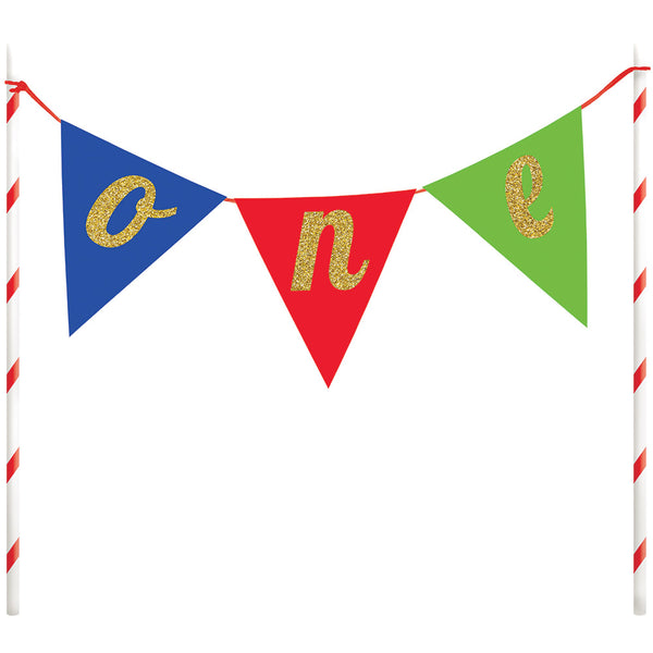  1st Bday One Pennant Cake Topper 