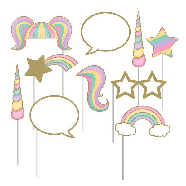  Unicorn Sparkle Photo Booth Props Asst Size Plastic Stick