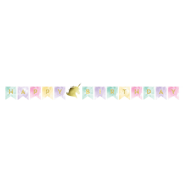  Unicorn Sparkle Shaped Banner W-Twine Foil Stamp 