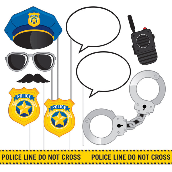  Police Party Photo Booth Props Assorted Size Plastic Stick 