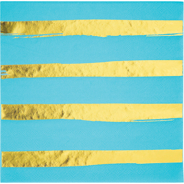  Bermuda Blue Luncheon Napkins Foil Stamp 