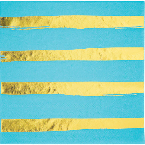  Bermuda Blue Luncheon Napkins Foil Stamp 