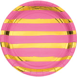  Candy Pink Foil Dinner Plates 
