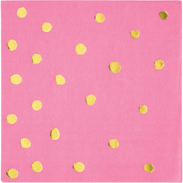  Candy Pink Beverage Napkins Foil Stamp 