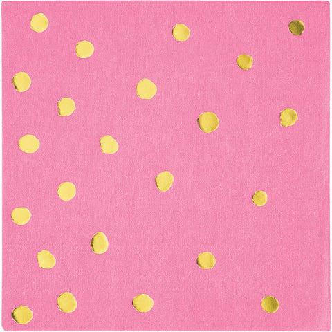  Candy Pink Beverage Napkins Foil Stamp 