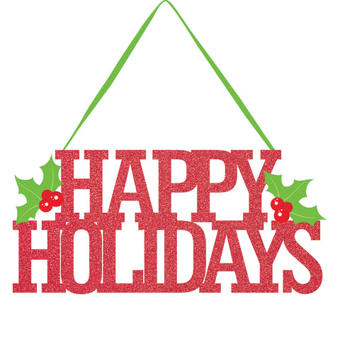 Merry Christmas Glitter Hanging Sign 