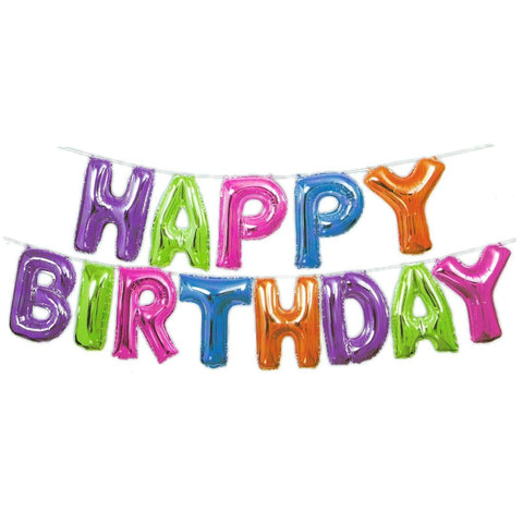 Rainbow Foil Balloon Happy Birthday Banner 16inx14in 13pcs