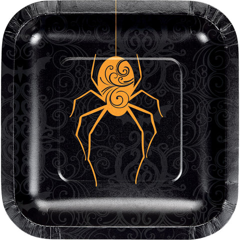  Wicked Spider Luncheon Plates Square Foil 