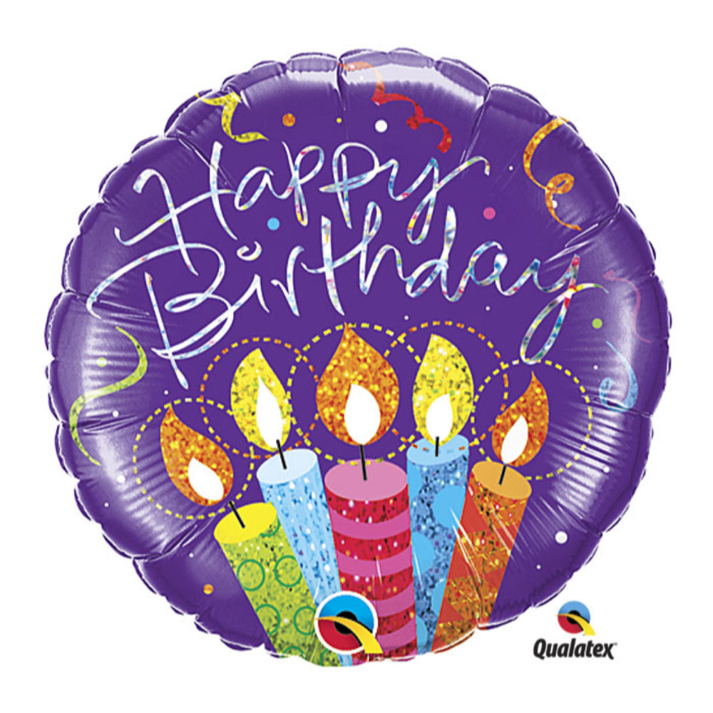 Holographic Birthday Party Candle Foil Bln