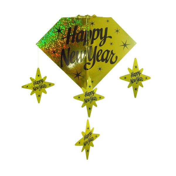3D Holographic Hanging Deco 29" Gold - 1 Pc