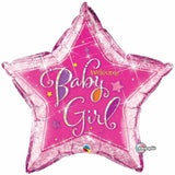  Welcome Baby Girl Stars Holograph Round Foil Balloon