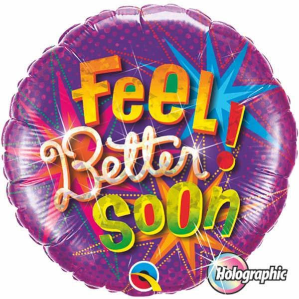 Holographic Feel Better Soon Star Bursts Foil Balloon