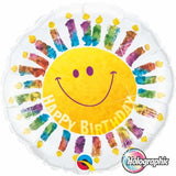 Holographic Birthday Smile Face Candles Foil Balloon