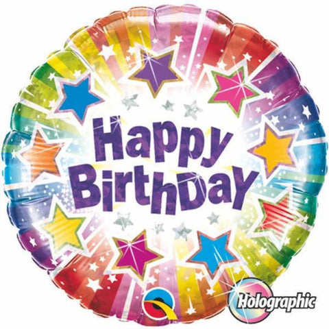 Holographic Birthday Radiant Stars Foil Balloon