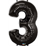  Number Three Onyx Black 44 inch  Number Foil Balloons 