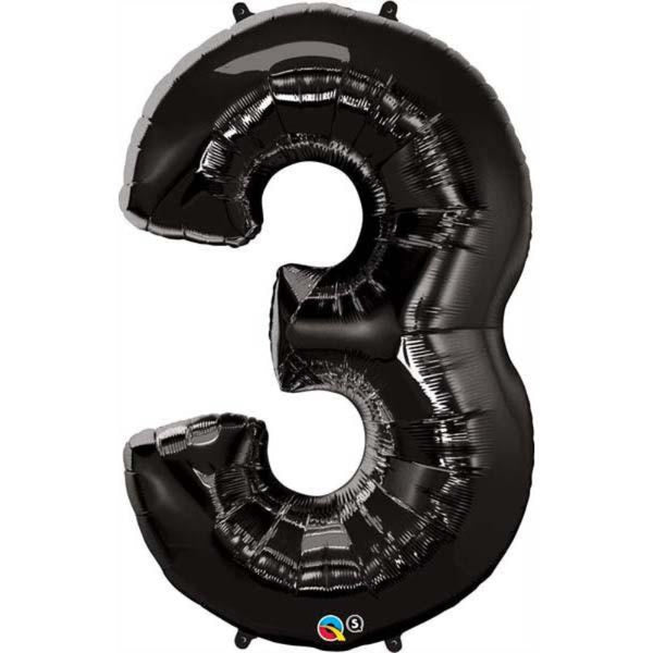  Number Three Onyx Black 44 inch  Number Foil Balloons 
