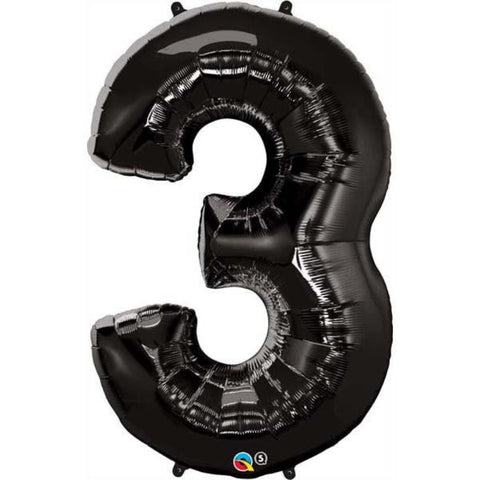  Number Three Onyx Black 44 inch  Number Foil Balloons 