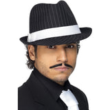 Delux Trilby Black M Hat With White Pinstripe & Band