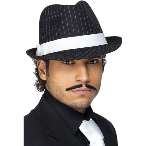 Delux Trilby Black M Hat With White Pinstripe & Band