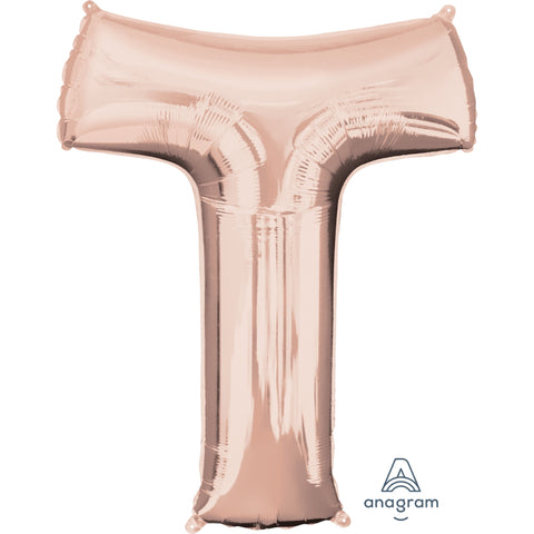 Letter T Rose Gold Foil Balloon  
