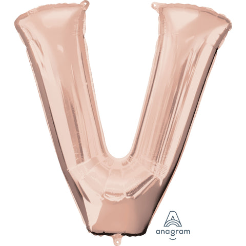 Letter V Rose Gold Foil Balloon  