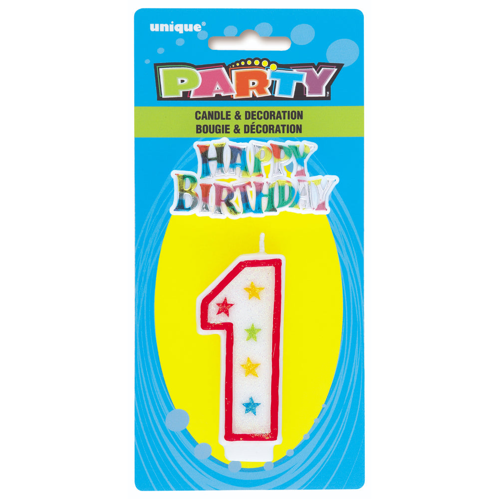 Numerical 1 Glitter Candle With Cake D̩cor