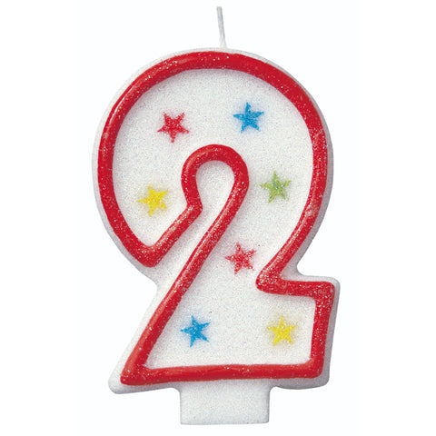 Numerical 2 Glitter Candle With Cake D̩cor