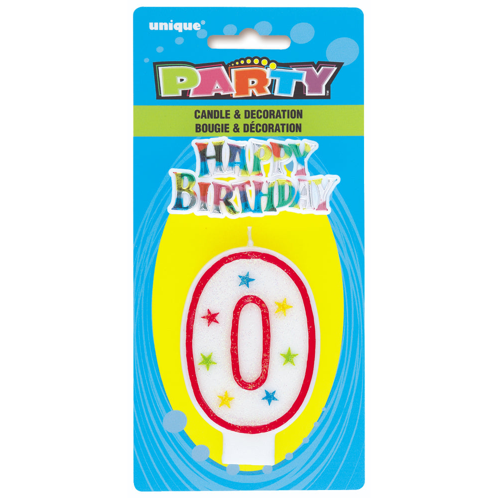 Numerical 0 Glitter Candle With Cake D̩cor