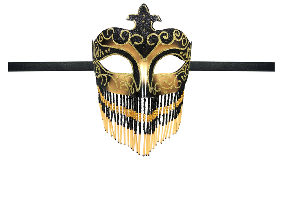 Harem Girl Beaded Mask Green & Gold