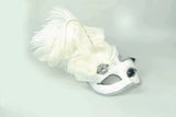 Mask With Feathers & Crystal White