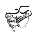  Adult Venetian Mask With Diamonds & Chain Black