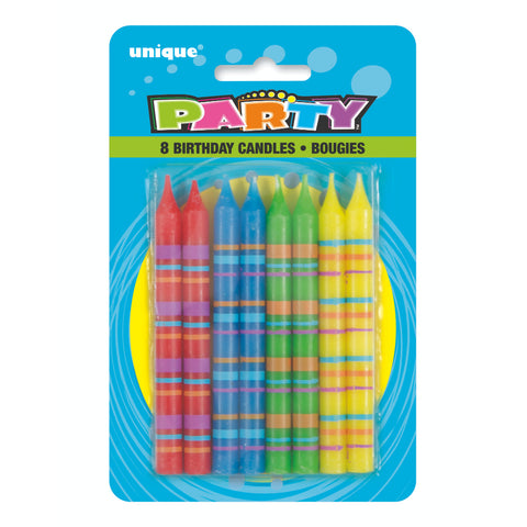 Striped Birthday Candles 