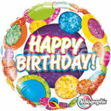Holographic Birthday Big Dots & Glitz Foil Balloon
