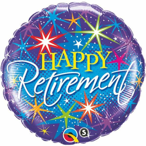 Retirement Colorful Bursts Round Foil Balloon