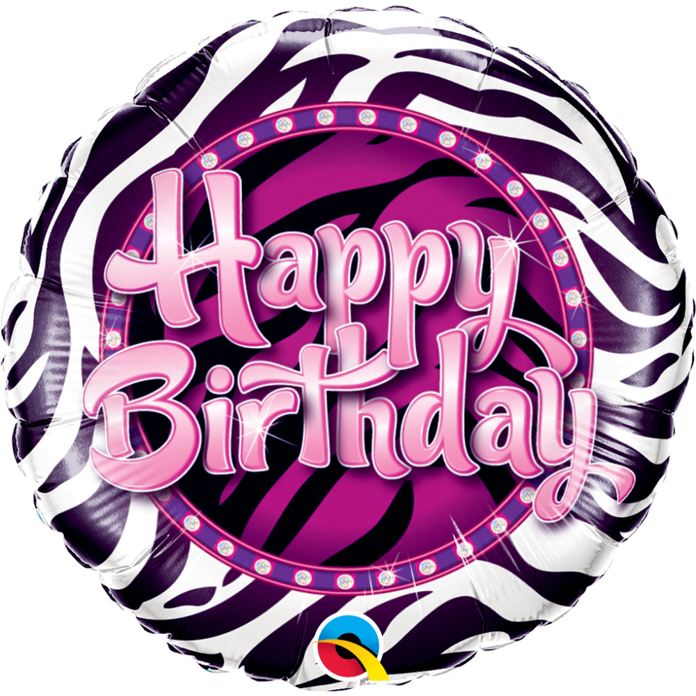 Birthday Zebra Print Foil Balloon 