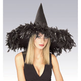 Black Witch Hat With Feather And Tinsel