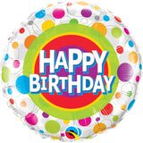 Happy Birthday Colorful Dots  Round Foil Balloon  