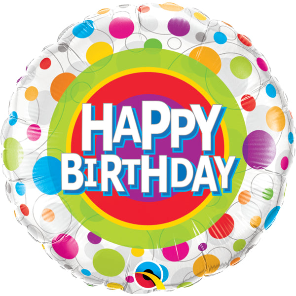Happy Birthday Colorful Dots  Round Foil Balloon  